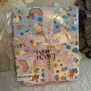 NEW Posh Peanut Ruffled Luxe Patoo Springtime Hello Kitty Blanket